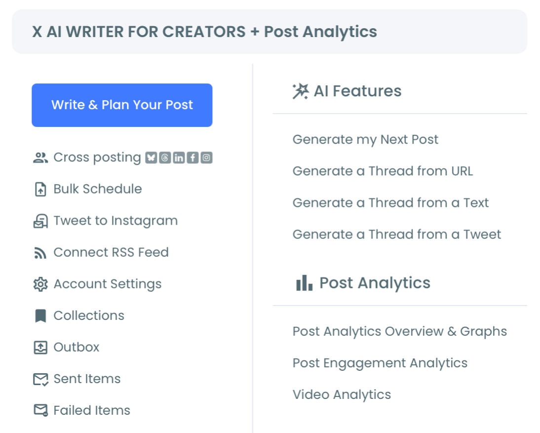 X Writer and Planner